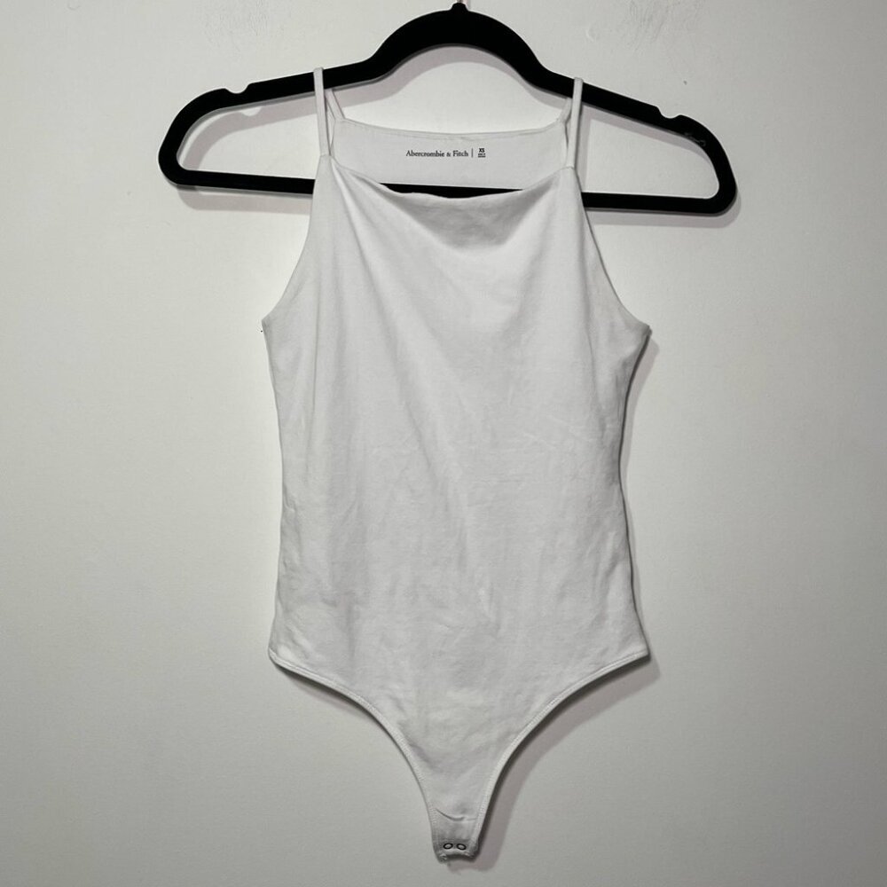 Abercombie & Fitch Women White one pieve high square neck casual bodysuit in XS